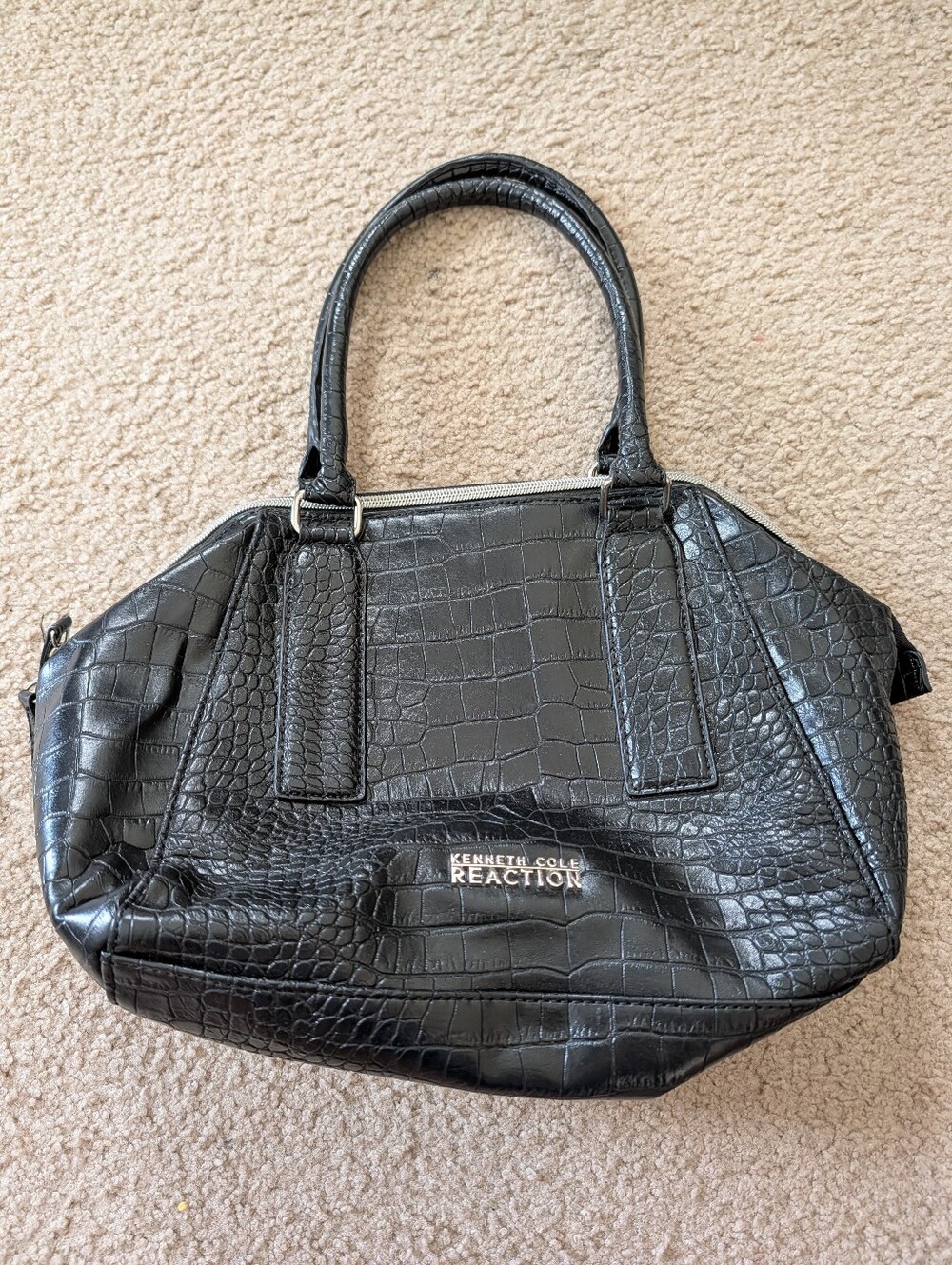 Kenneth Cole Reaction Black Croc-Embossed Satchel Bag